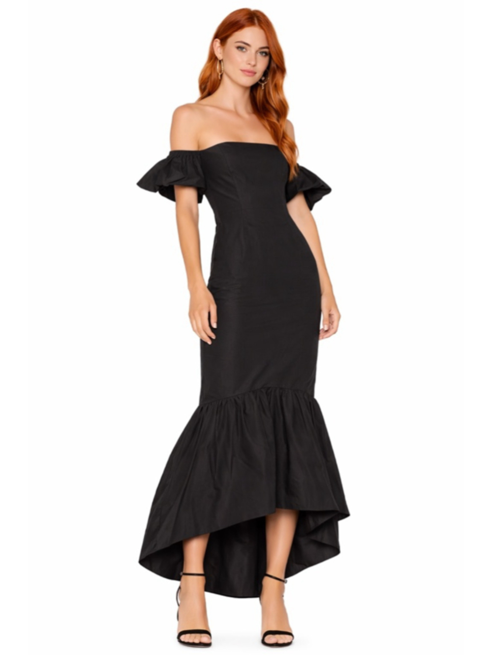 NWT Designer JILL STUART Black Puff Sleeve Hi-Lo Dress Size 8